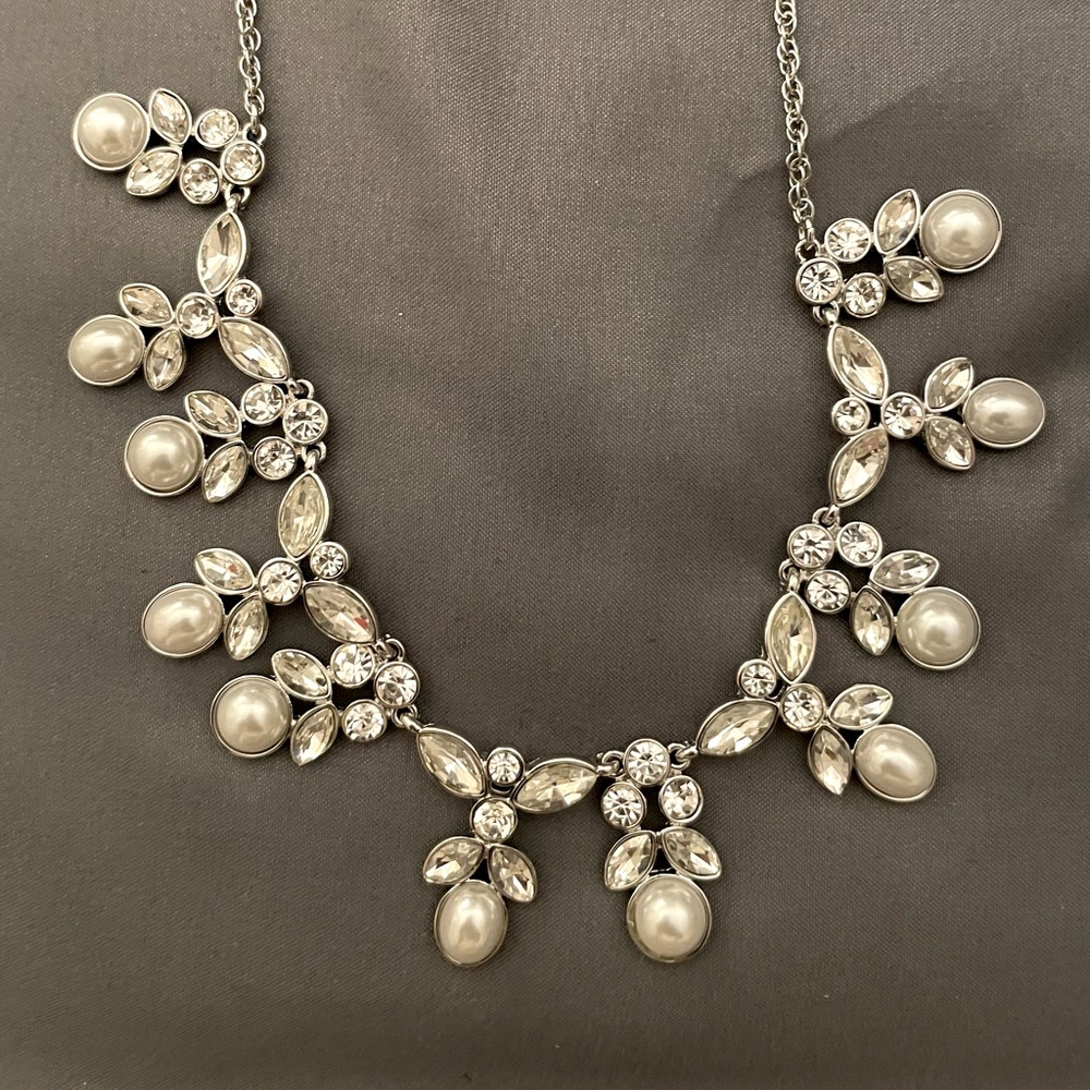 Pearl and crystal bridal necklace